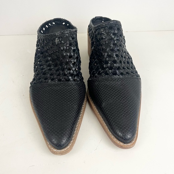 Roolee Black Leather Braided Open Heel Loafers Women’s Size 9 - Picture 4 of 12